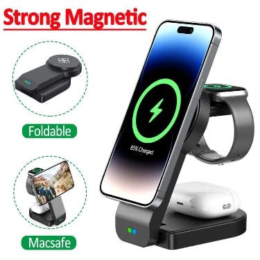 3 In 1 Wireless Charger Stand Mobile phone Holder For iPhone 16 15 14 13 Pro Max iWatch AirPods Fast Charging Station